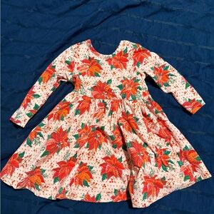 Ruffle Butts poinsettia long sleeve twirl dress